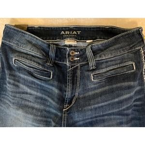 Ariat Slim Mid Rise Denim Jeans Flare Leg Sz 31S Cowboy Western Blue